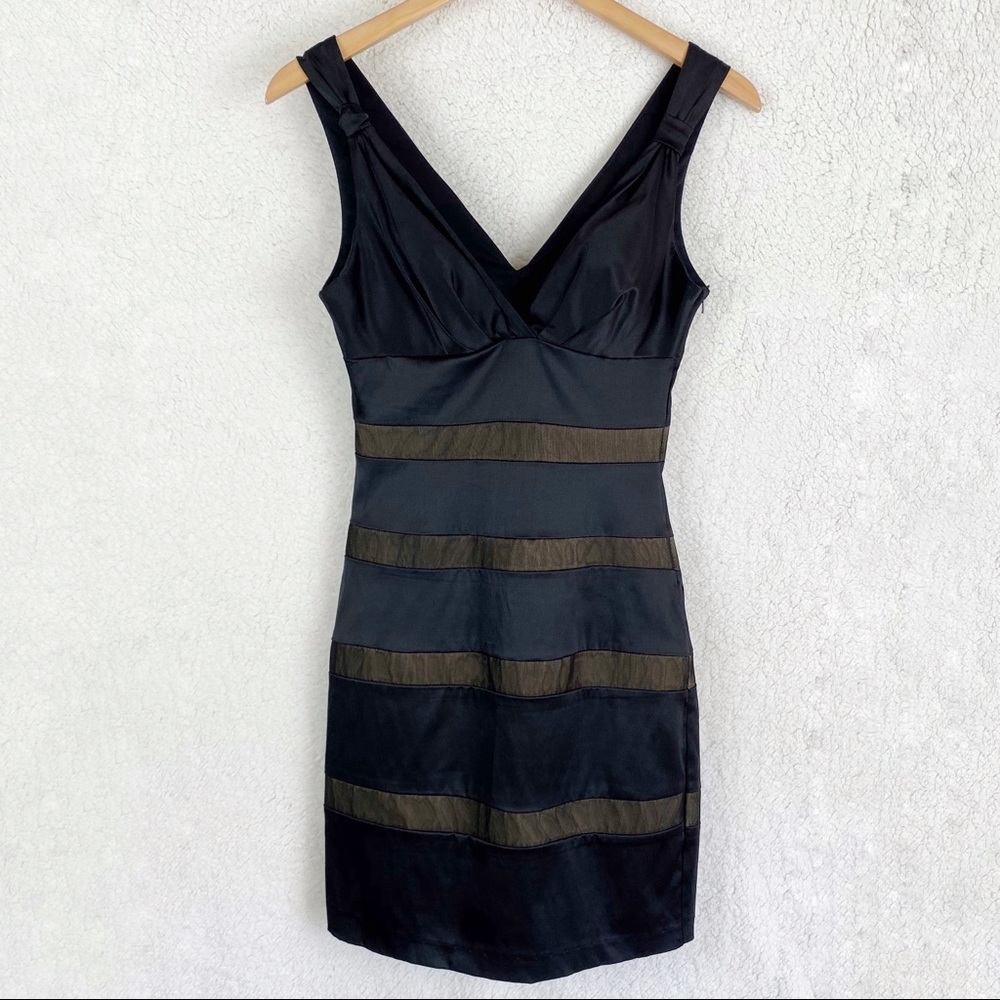 B Darlin Sleeveless Black Dress W/ Mesh Panels 5/6 - Picture 3 of 7